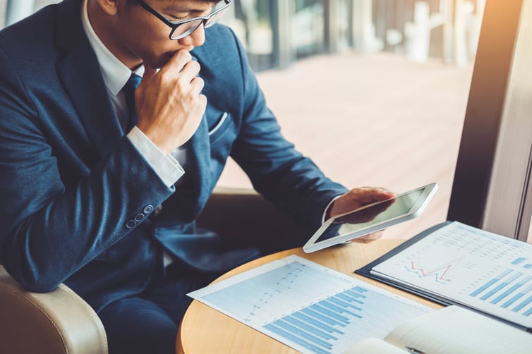 Businessman working and using Digital Tablet