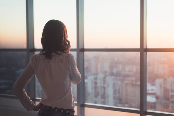 Rear view portrait of business woman