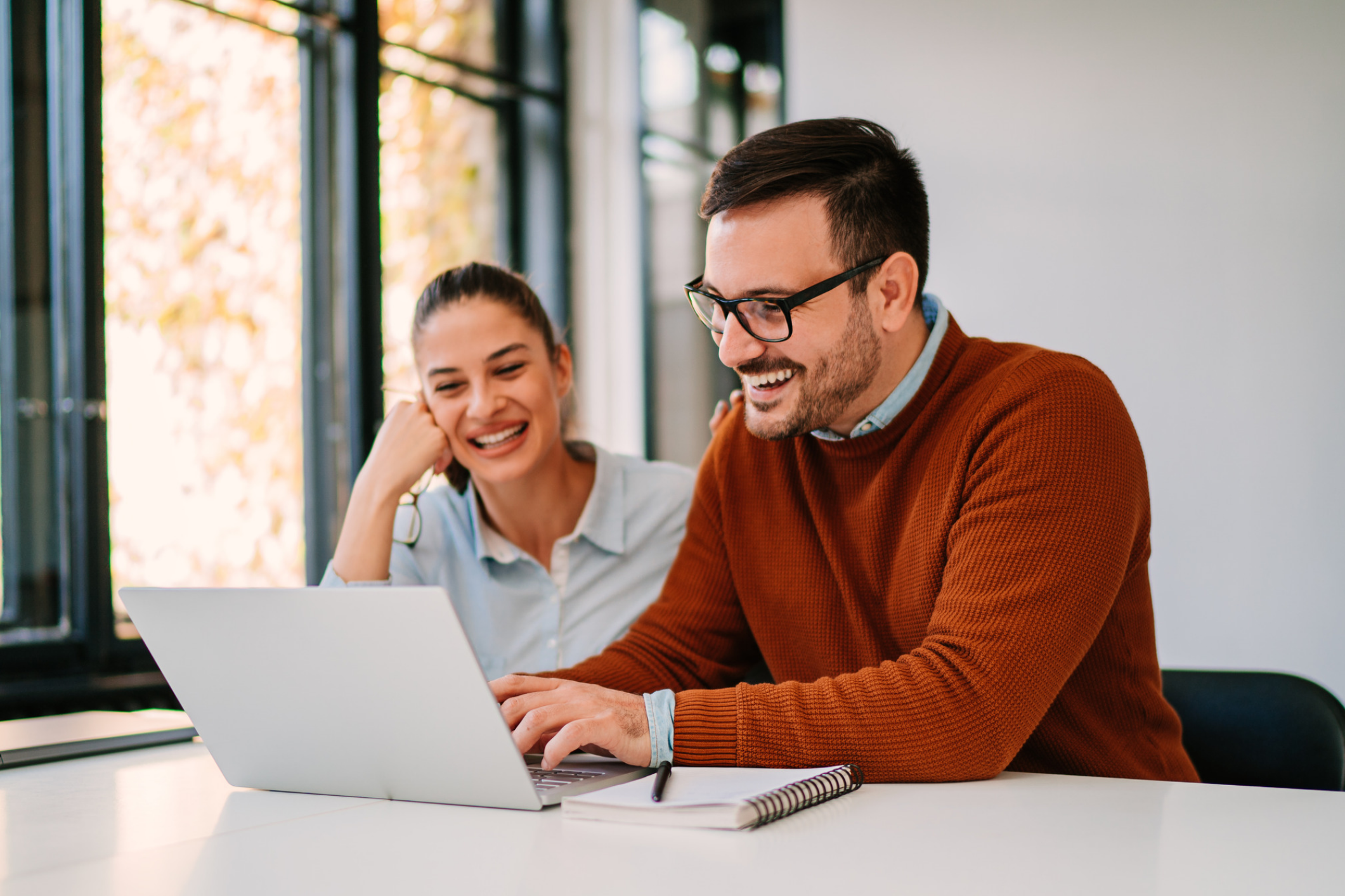 Smart smiling with laptop